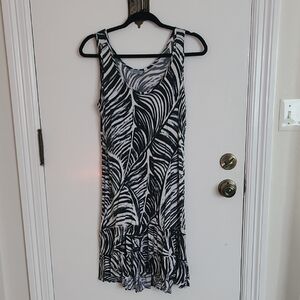 Jams World Black and White Leaf Print Mini Dress